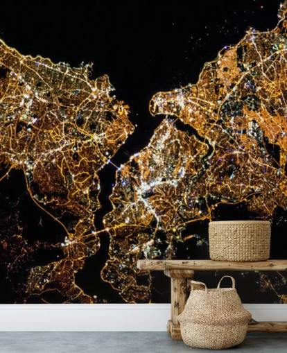 schwarze und goldfarbene Karte von Istanbul Tapete