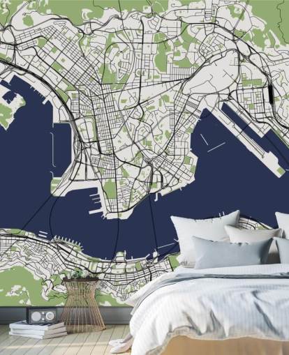 blue and green map of hong kong wallpaper
