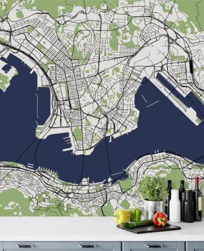 blue and green map of hong kong wallpaper