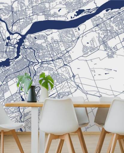 papel de parede de mapa digital azul e branco de ottawa