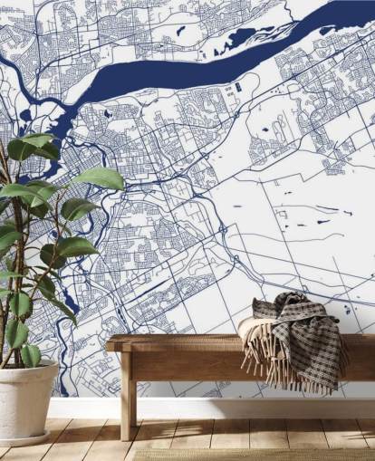 ottawa blauw en wit digitale kaartbehang