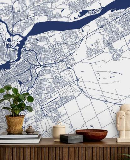 papel de parede de mapa digital azul e branco de ottawa