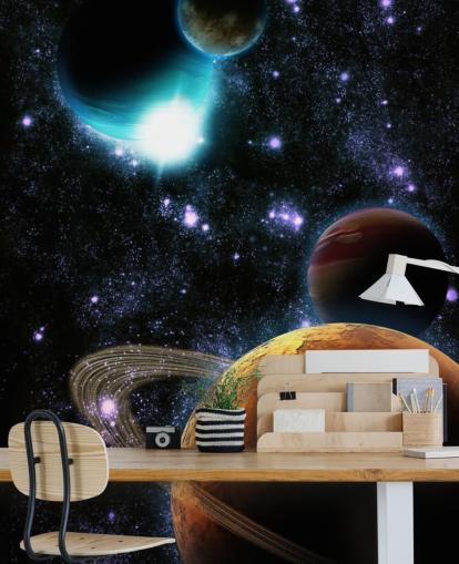 Mural de pared Planetas abstractos con nebulosa estrella