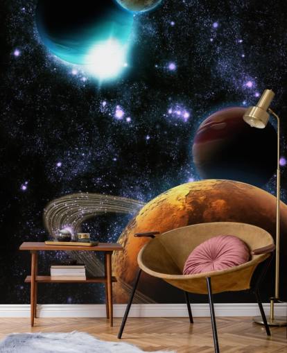 Abstract Planets with Star Nebula Wall Mural Abstract Planets with Star Nebula Wall Mural