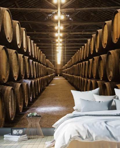 Wine Cellar with Barrels Wallpaper