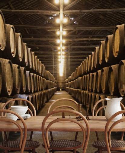 Fondo de pantalla de bodega con barriles Fondo de pantalla de bodega con barriles