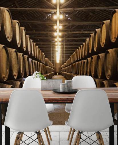 Wine Cellar with Barrels Wallpaper