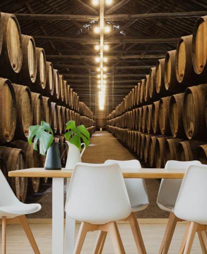 Fondo de pantalla de bodega con barriles