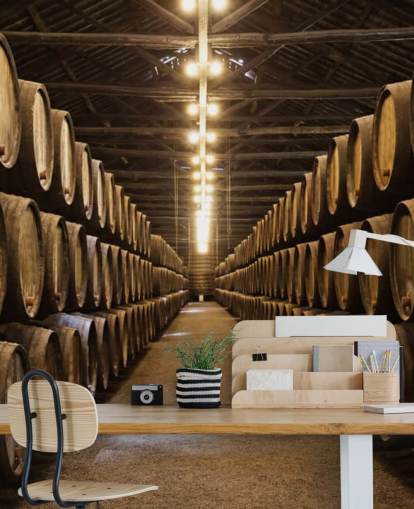 Wine Cellar with Barrels Wallpaper