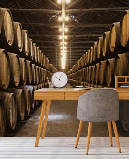 Wine Cellar with Barrels Wallpaper