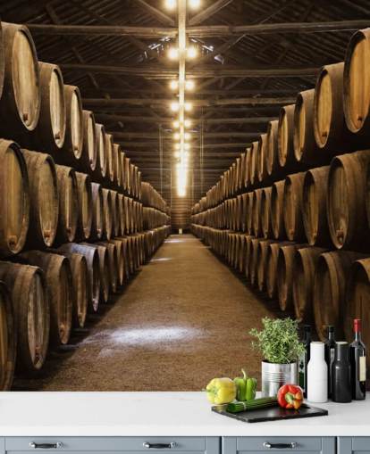 Wine Cellar with Barrels Wallpaper Wine Cellar with Barrels Wallpaper