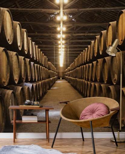 Fondo de pantalla de bodega con barriles