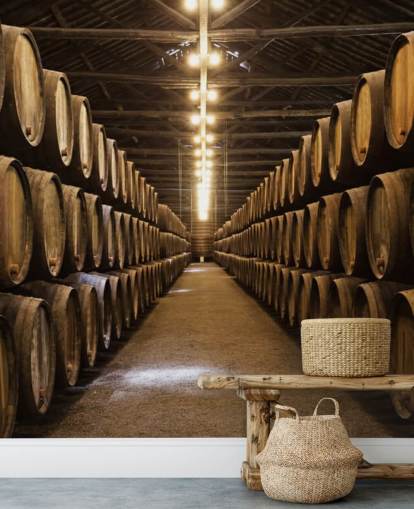 Wine Cellar with Barrels Wallpaper Wine Cellar with Barrels Wallpaper