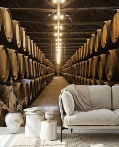 Carta da parati con cantina con botti Carta da parati con cantina con botti
