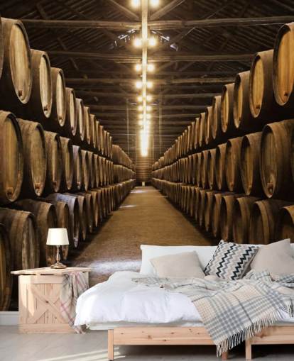 Fondo de pantalla de bodega con barriles