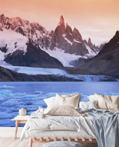 icy waters and snowy mountains wallpaper