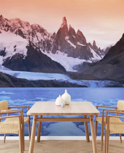 icy waters and snowy mountains wallpaper