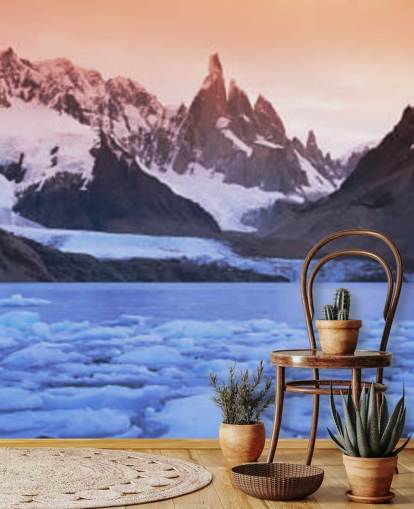 icy waters and snowy mountains wallpaper