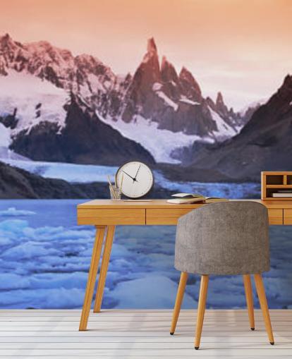 icy waters and snowy mountains wallpaper