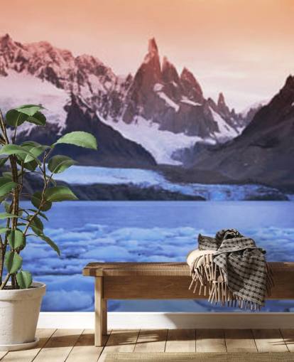 icy waters and snowy mountains wallpaper