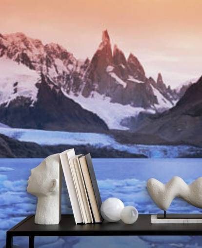 icy waters and snowy mountains wallpaper