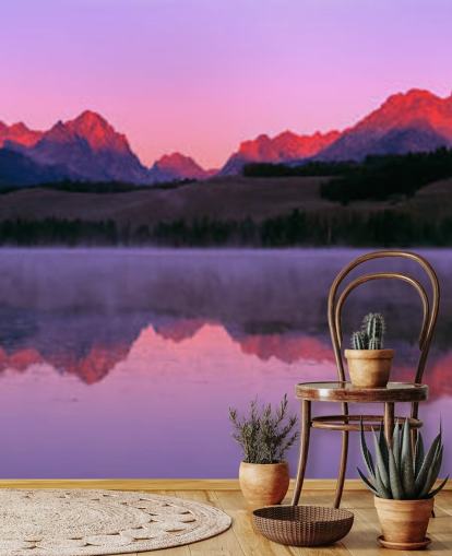 roze bergketen behang roze bergketen behang