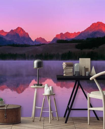 roze bergketen behang roze bergketen behang