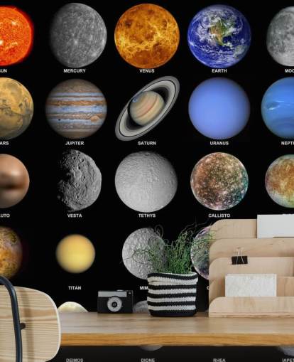 Muurschildering van het zonnestelsel behang Muurschildering van het zonnestelsel behang