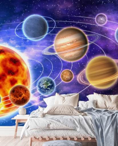 Planets Orbiting Sun Wall Mural
