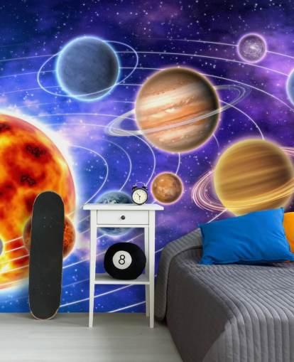Planets Orbiting Sun Wall Mural