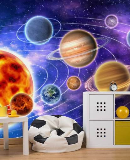 Planets Orbiting Sun Wall Mural