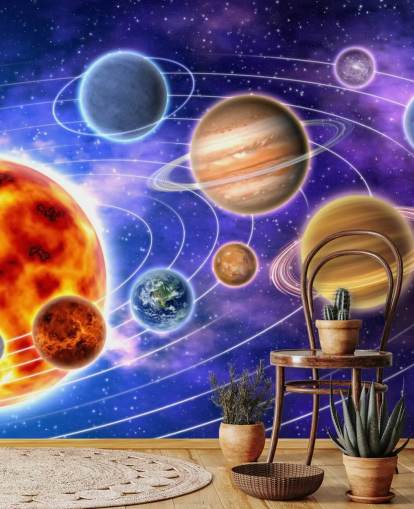 Planets Orbiting Sun Wall Mural Planets Orbiting Sun Wall Mural