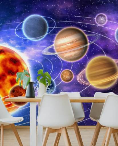 Planets Orbiting Sun Wall Mural Planets Orbiting Sun Wall Mural