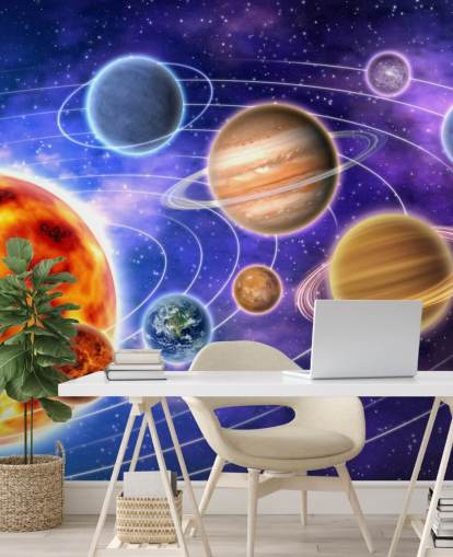 Planets Orbiting Sun Wall Mural