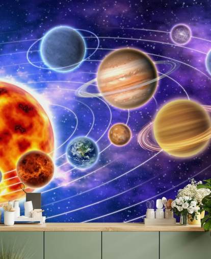 Planets Orbiting Sun Wall Mural