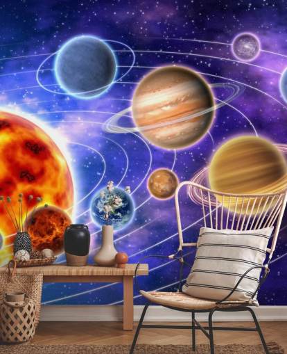 Planeten umkreisen Sonne Fototapete