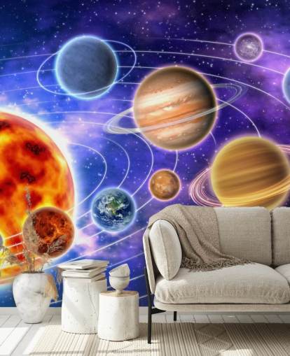Planets Orbiting Sun Wall Mural