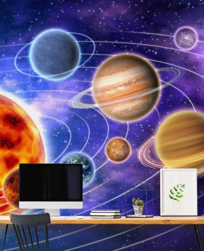 Planetas orbitando Sun Wall Mural
