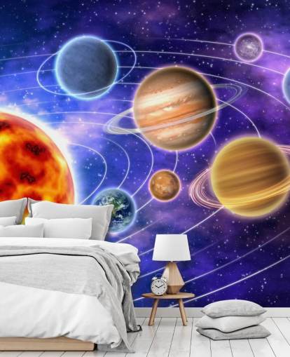 Planets Orbiting Sun Wall Mural
