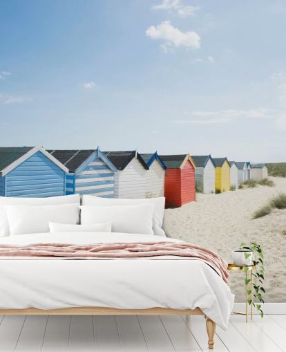 Mural de papel de parede de cabanas de praia coloridas