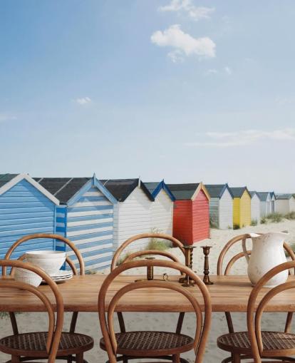 Brightly Coloured Beach Huts Wallpaper Mural