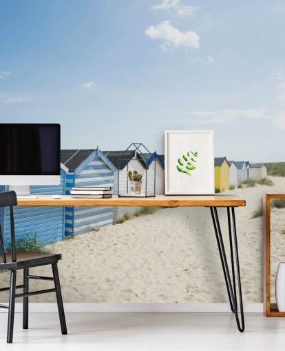 Carta da parati murale con capanne sulla spiaggia dai colori vivaci