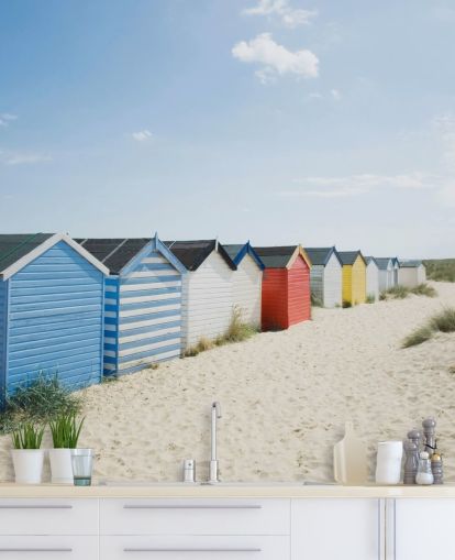 Carta da parati murale con capanne sulla spiaggia dai colori vivaci
