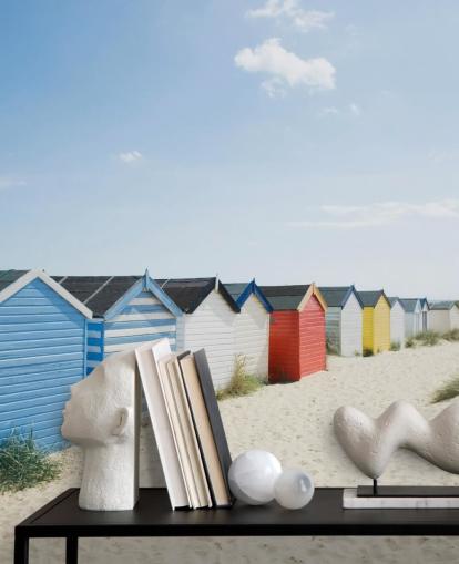 Brightly Coloured Beach Huts Wallpaper Mural