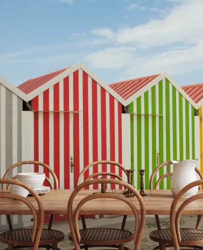 Papier Peint Rayé Coloré Huts