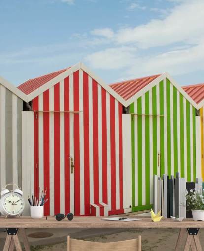 Stripey Colourful Huts Wallpaper Stripey Colourful Huts Wallpaper