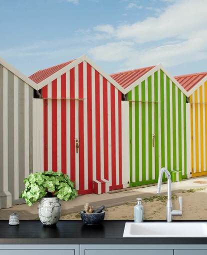 Papier Peint Rayé Coloré Huts