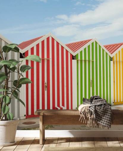 Stripey Colourful Huts Wallpaper Stripey Colourful Huts Wallpaper
