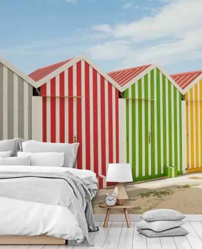 Papel de Parede de Cabanas Coloridas Listradas
