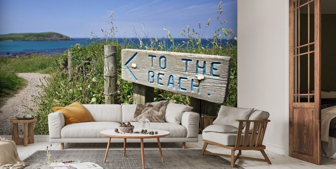Sign to the Beach Wallpaper | Wallsauce UK